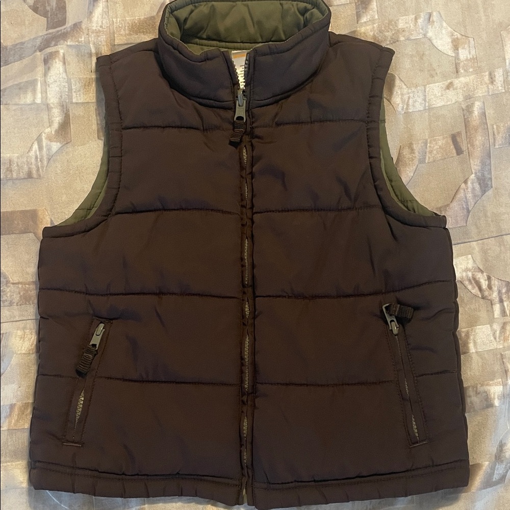 Boys Gymboree Brown Puffer Vest size 5 winter fall
